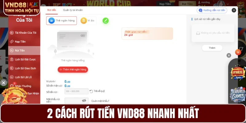 2 cách rút tiền VND88 nhanh nhất
