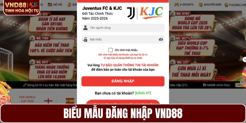 Biểu mẫu đăng nhập VND88