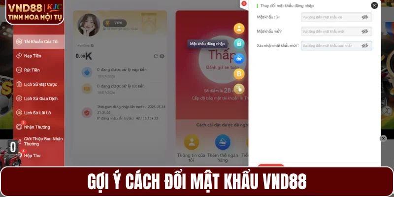 Gợi ý cách đổi mật khẩu VND88