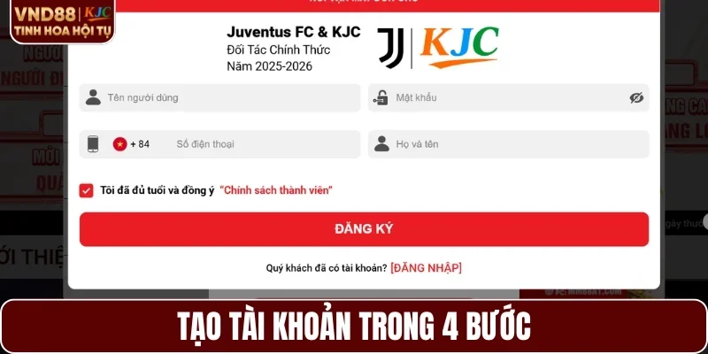 Tạo tài khoản chỉ trong 4 bước